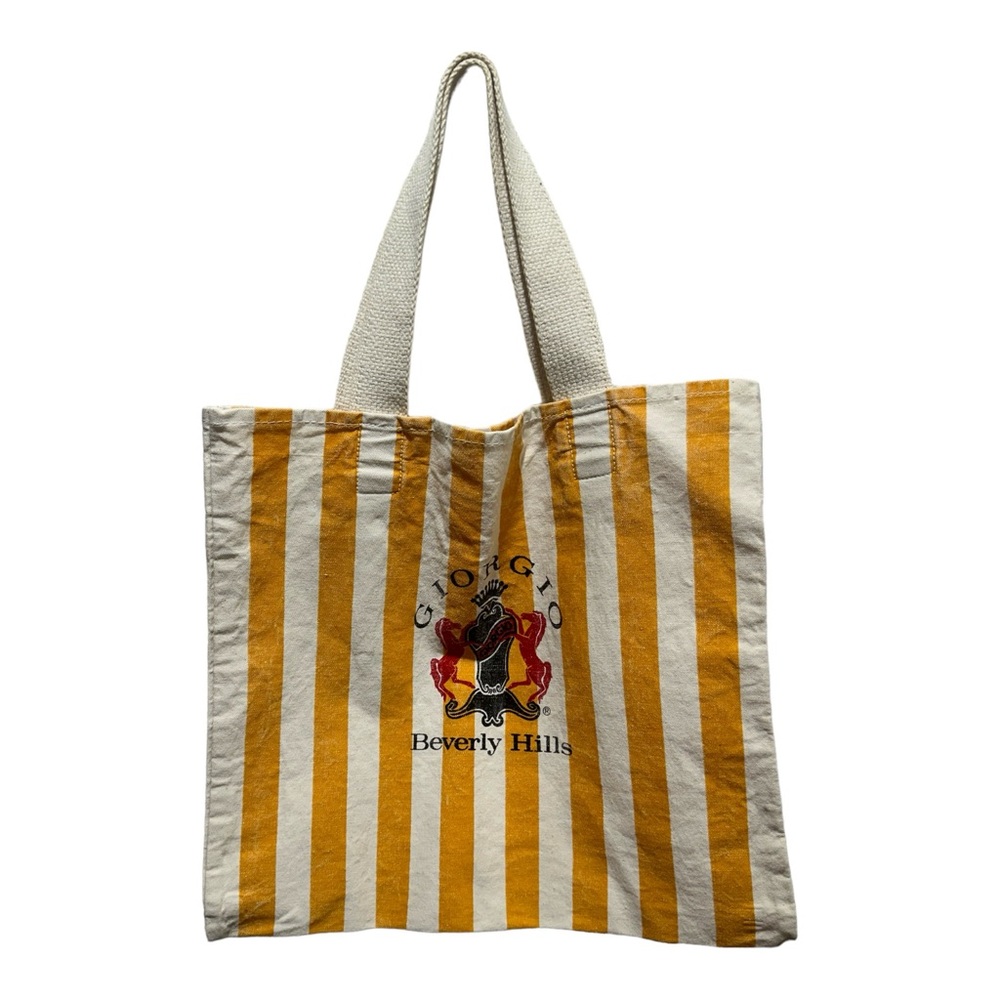 Giorgio Beverly Hills Canvas Vintage Collectible Yellow Striped Tote Bag
